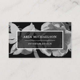 Elegant Black en White Floral Visitekaartje