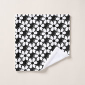 Elegant Black en White Flowers op Black Bad Handdoek (Wasdoekje)