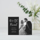 Elegant Black en White | Fotobruiloft Aankondigingskaart (Staand voorkant)