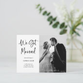 Elegant Black en White | Fotobruiloft Aankondigingskaart (Staand voorkant)