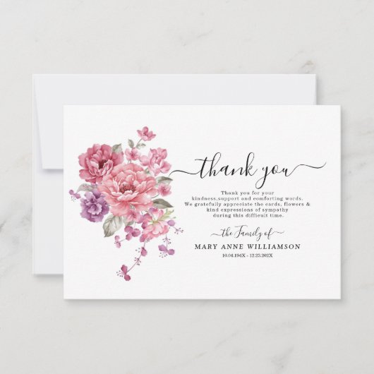 Elegant Black en White Funeral Hartelijk dank Bedankkaart (Voorkant)