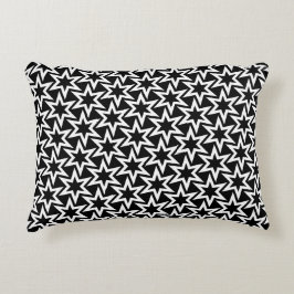Elegant Black en White Geometric Star Pattern Accent Kussen