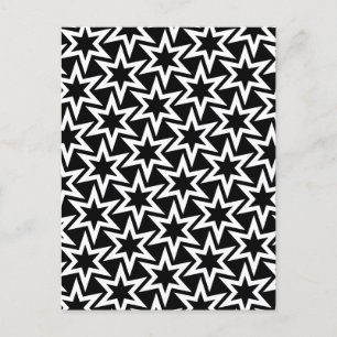 Elegant Black en White Geometric Star Pattern Briefkaart