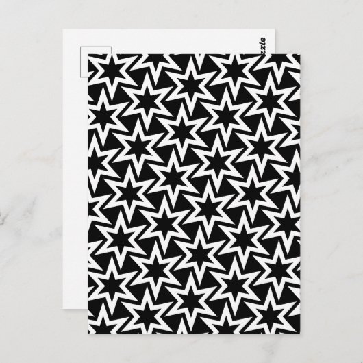 Elegant Black en White Geometric Star Pattern Briefkaart (Voorkant / Achterkant)