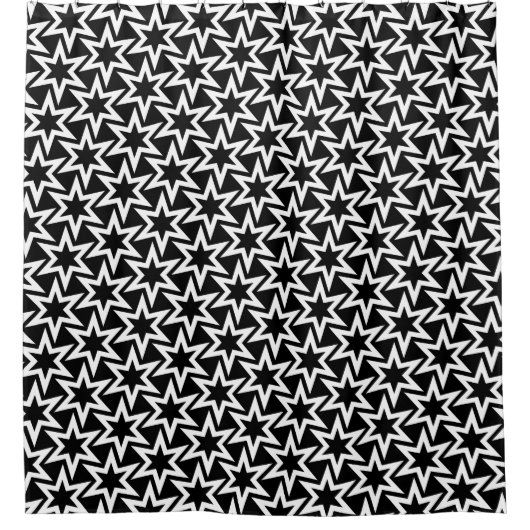 Elegant Black en White Geometric Star Pattern Douchegordijn (Voorkant)
