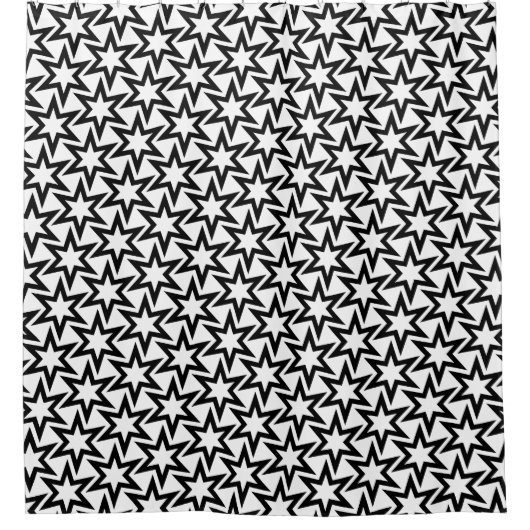 Elegant Black en White Geometric Star Pattern Douchegordijn (Voorkant)