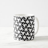 Elegant Black en White Geometric Star Pattern Koffiemok (Voorkant rechts)