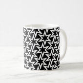Elegant Black en White Geometric Star Pattern Koffiemok (Voorkant rechts)