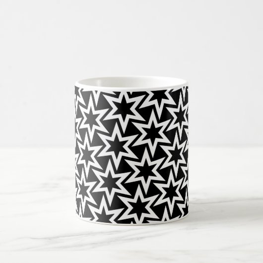 Elegant Black en White Geometric Star Pattern Koffiemok (Center)
