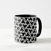 Elegant Black en White Geometric Star Pattern Mok (Voorkant rechts)