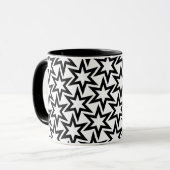 Elegant Black en White Geometric Star Pattern Mok (Voorkant links)