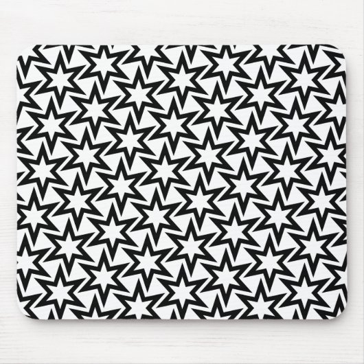 Elegant Black en White Geometric Star Pattern Muismat (Voorkant)