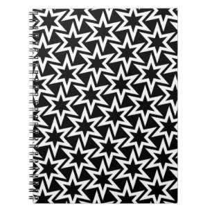 Elegant Black en White Geometric Star Pattern Notitieboek