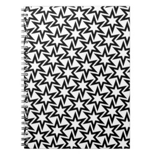 Elegant Black en White Geometric Star Pattern Notitieboek