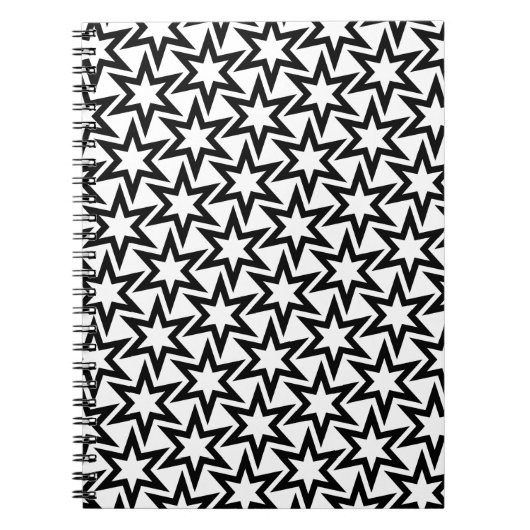 Elegant Black en White Geometric Star Pattern Notitieboek (Voorkant)