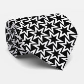 Elegant Black en White Geometric Star Pattern Stropdas (Opgerold)