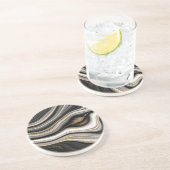 Elegant Black en White Gold Agate Onderzetter (Zijkant)