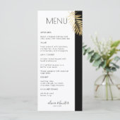Elegant Black en White Gold Leaf Dinner Menu (Staand voorkant)