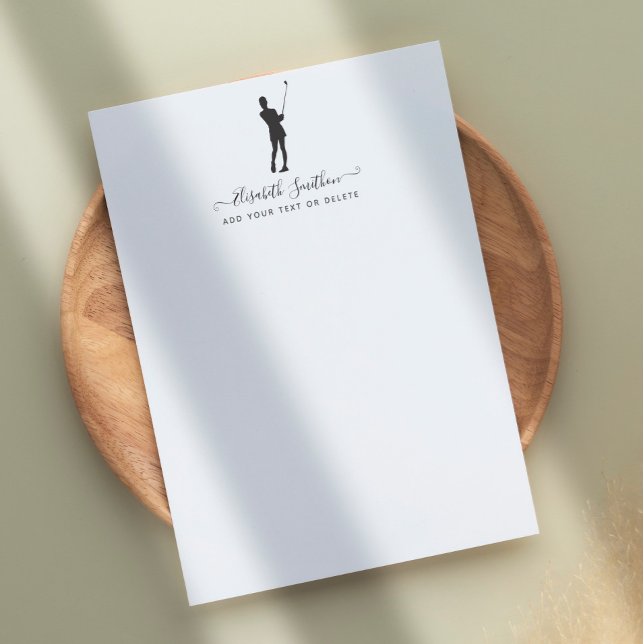 Elegant Black en White Golf Personal Stationery Briefhoofd (Creator heeft geüpload)