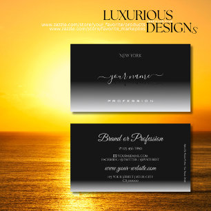 Elegant Black en White Gradient Dark Shadow Font Visitekaartje