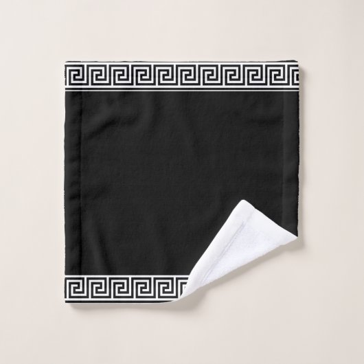 Elegant Black en White Greek Pattern Bad Handdoek (Wasdoekje)