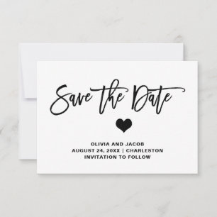 Elegant Black en White Heart Save The Date