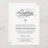 Elegant Black en White Heilige Baptisme Kaart (Voorkant / Achterkant)