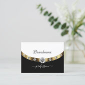 Elegant Black en White Initialen Faux Rhinestones Visitekaartje (Staand voorkant)