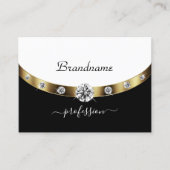 Elegant Black en White Initialen Faux Rhinestones Visitekaartje (Voorkant)