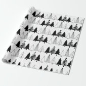 Elegant Black en White Kerstbomen Cadeaupapier (Uitgerold)