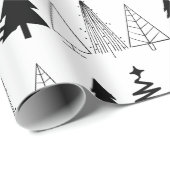 Elegant Black en White Kerstbomen Cadeaupapier (Rol Hoek)
