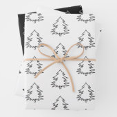 Elegant Black en White Kerstbomen Inpakpapier Vel (In situ)