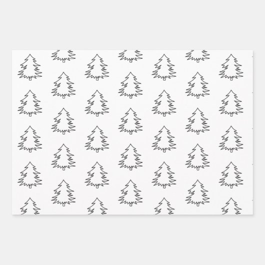 Elegant Black en White Kerstbomen Inpakpapier Vel (Voorkant)