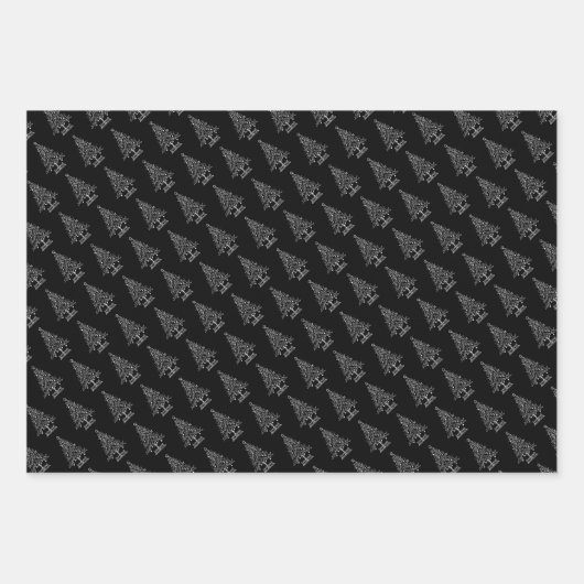 Elegant Black en White Kersttree Inpakpapier Vel (Voorkant)