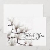 Elegant Black en White Magnolia Floral Waterverf Bedankkaart (Voorkant / Achterkant)