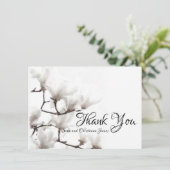 Elegant Black en White Magnolia Floral Waterverf Bedankkaart (Staand voorkant)