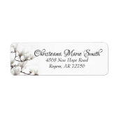 Elegant Black en White Magnolia Floral Waterverf Etiket (Voorkant)