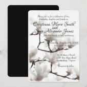 Elegant Black en White Magnolia Floral Waterverf Kaart (Voorkant / Achterkant)