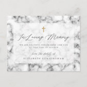 Elegant Black en White Marble Faux Cross Memorial Briefkaart (Voorkant)