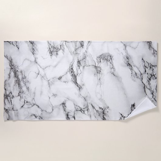 Elegant Black en White Marble Pattern Strandlaken (Voorkant)