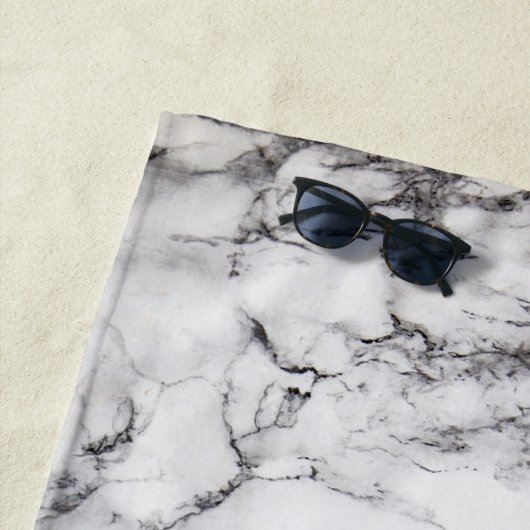 Elegant Black en White Marble Pattern Strandlaken (In situ)