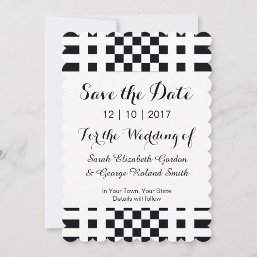 Elegant Black en White Modern Save The Date (Voorkant)