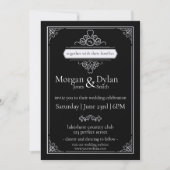 Elegant Black en White Modern Scroll Work Wedding Kaart (Voorkant)