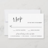 Elegant Black en White Modern Simple Wedding RSVP Kaartje (Voorkant)