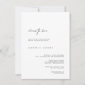 Elegant Black en White Modern Vrijgezellenfeest Kaart (Voorkant)