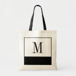 Elegant Black en White Monogram Bag Tote Bag<br><div class="desc">Als je op zoek bent naar een bridesmaïde tas of een unieke persoonlijke bridesmaids cadeauidee, dan zijn deze elegante kleine zwarte en witte tassen het antwoord! De tas is verkrijgbaar in alle verschillende formaten en bevindt zich op een witte achtergrond met een groot zwart kleurenblok aan de onderkant. Elke tas...</div>