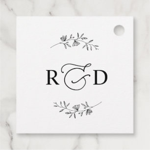 Elegant Black en White Monogram Dank je Bedankjes Labels