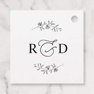 Elegant Black en White Monogram Dank je Bedankjes Labels