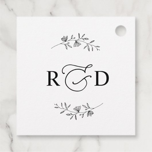 Elegant Black en White Monogram Dank je Bedankjes Labels (Achterkant)