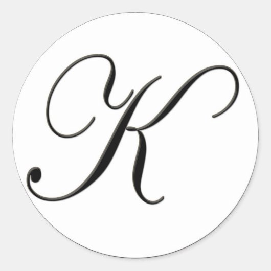 Elegant Black en White Monogram K Ronde Sticker (Voorkant)